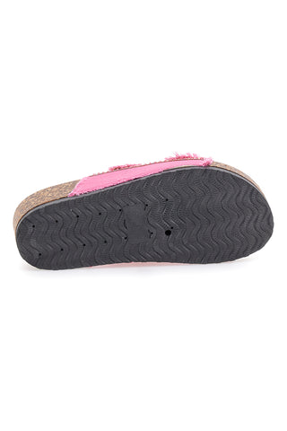 Ciabatte fucsia platform con perline multicolor Dame Rose APY66