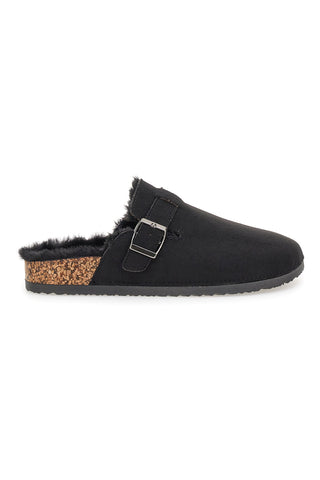 Pantofole nere con fibbia e interno con pelo Altemberg 1210