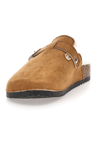 Altemberg 1210 Braune Hausschuhe mit Schnalle und Fellfutter