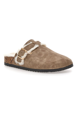 Altemberg 1214 Hausschuhe mit Doppelschnalle und Fellfutter, Taupe