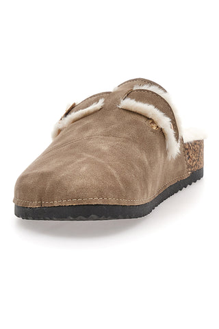 Altemberg 1214 Hausschuhe mit Doppelschnalle und Fellfutter, Taupe