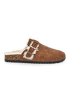 Pantofole marroni con doppia fibbia e interno con pelo Altemberg 1214