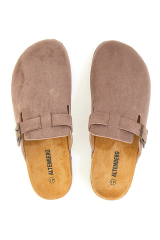 Taupe Sabot mit Schnalle und anatomischem Fußbett Altemberg 1310