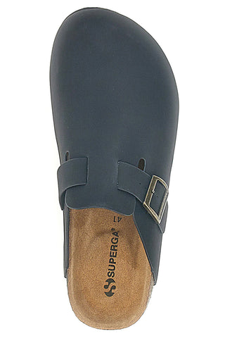 Superga S11U700 schwarze Hausschuhe mit Schnalle und Innensohle aus echtem Leder