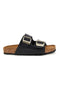 Ciabatte nere con doppia fascia regolabile Made in Italy in vera pelle Superga S31C731