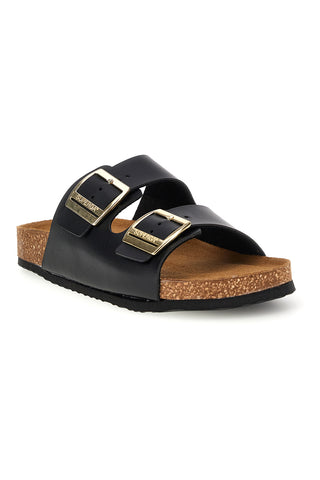 Ciabatte nere con doppia fascia regolabile Made in Italy in vera pelle Superga S31C731