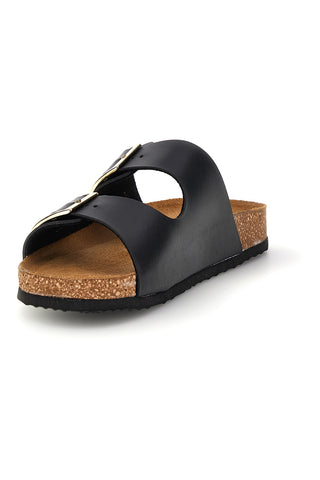 Ciabatte nere con doppia fascia regolabile Made in Italy in vera pelle Superga S31C731