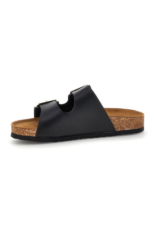 Ciabatte nere con doppia fascia regolabile Made in Italy in vera pelle Superga S31C731