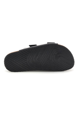 Ciabatte nere con doppia fascia regolabile Made in Italy in vera pelle Superga S31C731