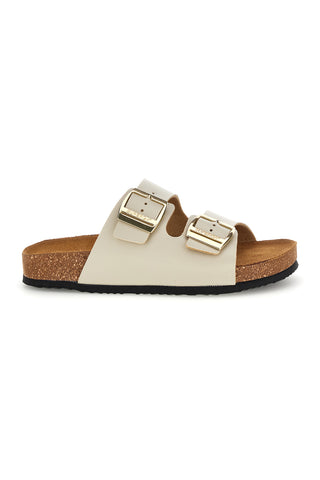 Ciabatte beige con doppia fascia regolabile Made in Italy in vera pelle Superga S31C731