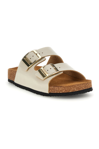 Ciabatte beige con doppia fascia regolabile Made in Italy in vera pelle Superga S31C731