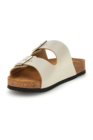 Ciabatte beige con doppia fascia regolabile Made in Italy in vera pelle Superga S31C731