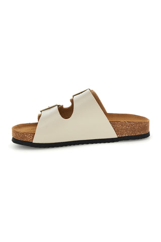 Ciabatte beige con doppia fascia regolabile Made in Italy in vera pelle Superga S31C731