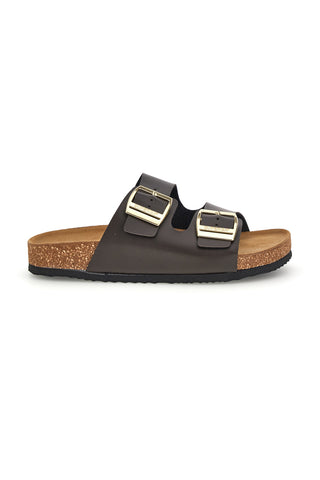 Braune Hausschuhe mit doppeltem verstellbarem Riemen Made in Italy echtes Leder Superga S31C731