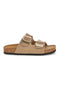 Ciabatte beige con doppia fascia regolabile Made in Italy in vera pelle Superga S31T823