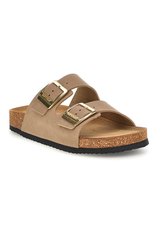 Ciabatte beige con doppia fascia regolabile Made in Italy in vera pelle Superga S31T823