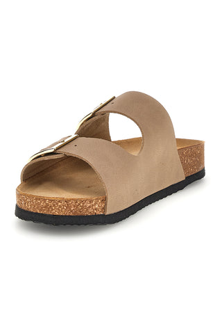 Ciabatte beige con doppia fascia regolabile Made in Italy in vera pelle Superga S31T823
