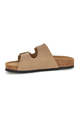 Ciabatte beige con doppia fascia regolabile Made in Italy in vera pelle Superga S31T823