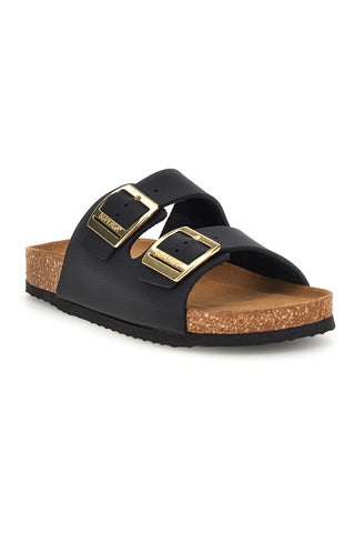 Ciabatte nere con doppia fascia regolabile Made in Italy in vera pelle Superga S31T823