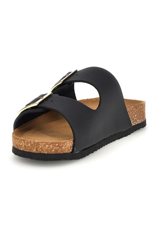 Ciabatte nere con doppia fascia regolabile Made in Italy in vera pelle Superga S31T823
