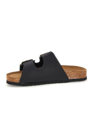 Ciabatte nere con doppia fascia regolabile Made in Italy in vera pelle Superga S31T823