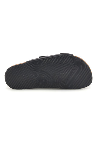 Ciabatte nere con doppia fascia regolabile Made in Italy in vera pelle Superga S31T823