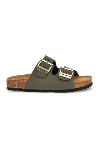 Ciabatte verdi con doppia fascia regolabile Made in Italy in vera pelle Superga S31T823