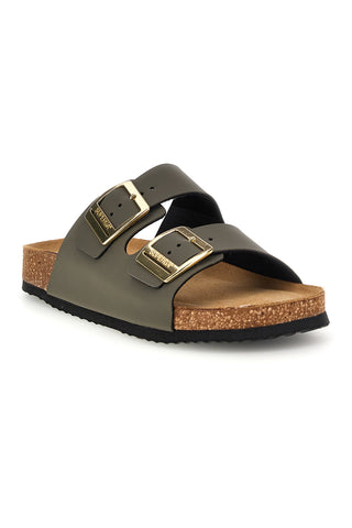 Grüne Hausschuhe mit doppeltem verstellbarem Riemen Made in Italy echtes Leder Superga S31T823