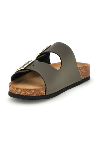 Ciabatte verdi con doppia fascia regolabile Made in Italy in vera pelle Superga S31T823