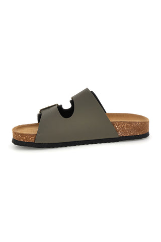 Ciabatte verdi con doppia fascia regolabile Made in Italy in vera pelle Superga S31T823