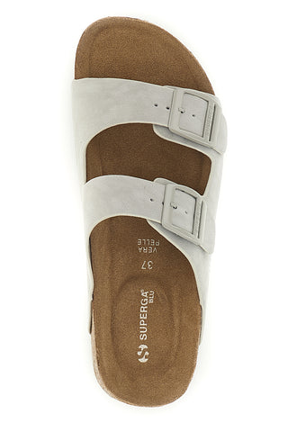 Hellgraue Hausschuhe mit doppelter Schnalle Superga S11U109