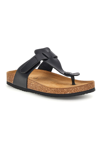 Ciabatte nere infradito con sottopiede preformato Made in Italy in vera pelle Superga S31C370