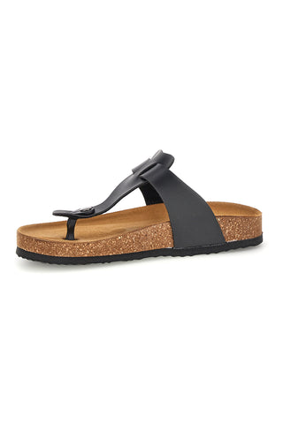 Ciabatte nere infradito con sottopiede preformato Made in Italy in vera pelle Superga S31C370
