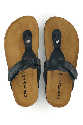 Ciabatte nere infradito con sottopiede preformato Made in Italy in vera pelle Superga S31C370