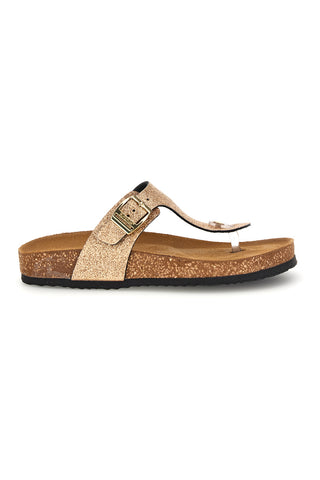Ciabatte infradito Oro con glitter e sottopiede in pelle Superga S31Y820