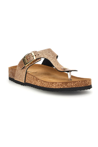 Ciabatte infradito Oro con glitter e sottopiede in pelle Superga S31Y820