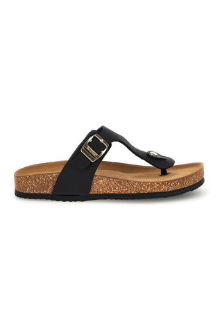 Schwarze Hausschuhe mit Innensohle aus echtem Leder Superga S31Y821