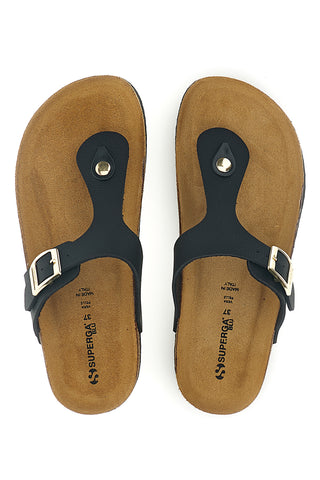 Ciabatte nere con sottopiede in vera pelle Superga S31Y821