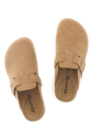 Ciabatta beige con sottopiede in pelle Superga S11U700
