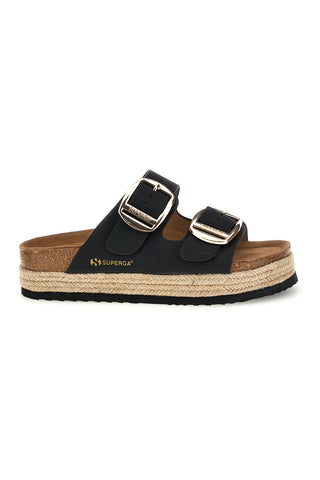 Ciabatte nere con doppia fascia regolabile e suola platform Superga S11T228