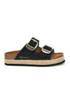 Schwarze Pantoffeln mit verstellbarem Doppelriemen und Plateausohle Superga S11T228