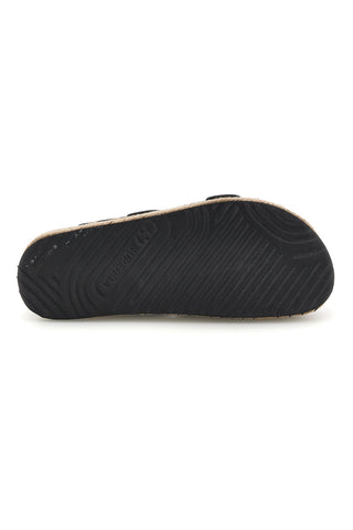 Schwarze Pantoffeln mit verstellbarem Doppelriemen und Plateausohle Superga S11T228
