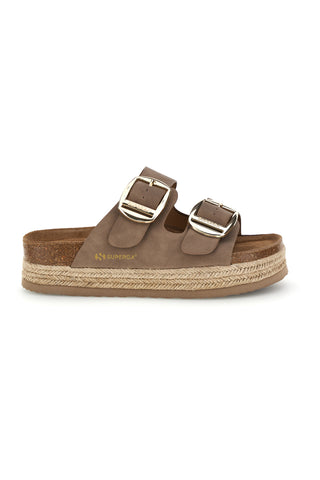 Ciabatte beige con doppia fascia regolabile e suola platform Superga S11T228.