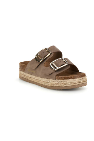 Beige Hausschuhe mit doppeltem verstellbarem Riemen und Plateausohle Superga S11T228.