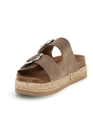 Beige Hausschuhe mit doppeltem verstellbarem Riemen und Plateausohle Superga S11T228.