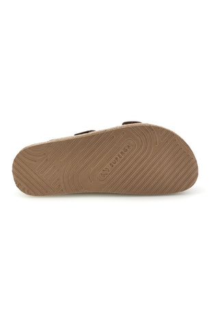 Beige Hausschuhe mit doppeltem verstellbarem Riemen und Plateausohle Superga S11T228.