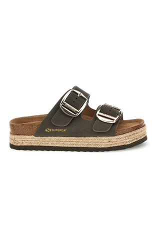 Ciabatte verdi con doppia fascia regolabile e suola platform Superga S11T228