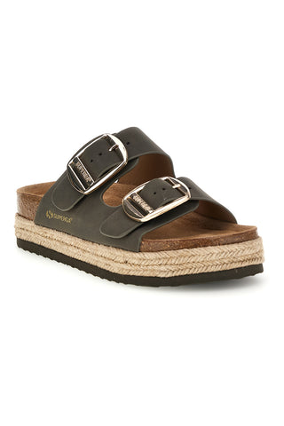 Ciabatte verdi con doppia fascia regolabile e suola platform Superga S11T228