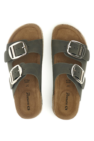 Ciabatte verdi con doppia fascia regolabile e suola platform Superga S11T228