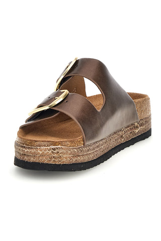Ciabatte bronzo con doppia fibbia Superga S11T627